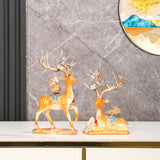 Maxbell Deer Statues Nordic Style Reindeer Figurines for Fireplace Bedroom Decor Orange
