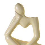 Maxbell Thinker Statue Ceramic Vase Figurine Craft for Home Living Room Cabinet Beige