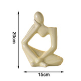 Maxbell Thinker Statue Ceramic Vase Figurine Craft for Home Living Room Cabinet Beige