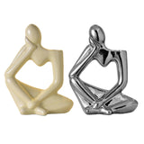 Maxbell Thinker Statue Ceramic Vase Figurine Craft for Home Living Room Cabinet Beige
