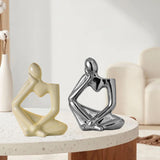 Maxbell Thinker Statue Ceramic Vase Figurine Craft for Home Living Room Cabinet Beige