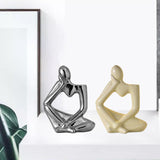 Maxbell Thinker Statue Ceramic Vase Figurine Craft for Home Living Room Cabinet Beige