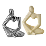 Maxbell Thinker Statue Ceramic Vase Figurine Craft for Home Living Room Cabinet Beige