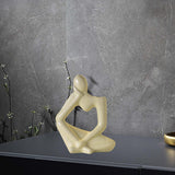 Maxbell Thinker Statue Ceramic Vase Figurine Craft for Home Living Room Cabinet Beige