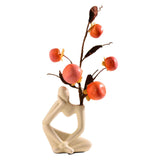 Maxbell Thinker Statue Ceramic Vase Figurine Craft for Home Living Room Cabinet Beige