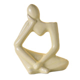 Maxbell Thinker Statue Ceramic Vase Figurine Craft for Home Living Room Cabinet Beige