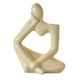 Maxbell Thinker Statue Ceramic Vase Figurine Craft for Home Living Room Cabinet Beige