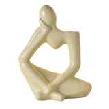 Maxbell Thinker Statue Ceramic Vase Figurine Craft for Home Living Room Cabinet Beige