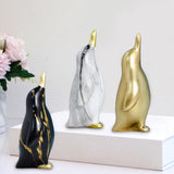 Maxbell Penguin Statue Resin Figurine Art Works Craft for Bookcase Home Decoration Black