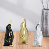 Maxbell Penguin Statue Resin Figurine Art Works Craft for Bookcase Home Decoration Black