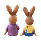 Maxbell 2x Couple Rabbit Ornament Landscape Accessories Commemorative Tabletop