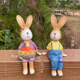Maxbell 2x Couple Rabbit Ornament Landscape Accessories Commemorative Tabletop