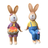 Maxbell 2x Couple Rabbit Ornament Landscape Accessories Commemorative Tabletop