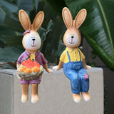 Maxbell 2x Couple Rabbit Ornament Landscape Accessories Commemorative Tabletop