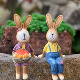 Maxbell 2x Couple Rabbit Ornament Landscape Accessories Commemorative Tabletop