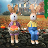 Maxbell 2x Couple Rabbit Ornament Landscape Accessories Commemorative Tabletop