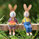 Maxbell 2x Couple Rabbit Ornament Landscape Accessories Commemorative Tabletop