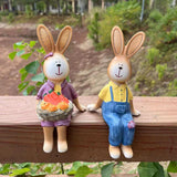 Maxbell 2x Couple Rabbit Ornament Landscape Accessories Commemorative Tabletop
