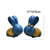 Maxbell 2x Lovely Rabbit Ornament Figurines Handcraft Decorative Tabletop Landscape Blue