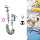 Maxbell Handheld Bidet Sprayer Spray Head Bracket for Toilet Spray Hotel Washing Car Argent