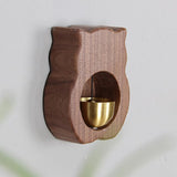 Maxbell Wood Shopkeepers Bell Cat Shape Door Opening Creative Gift for Shop Gate Deep Brown