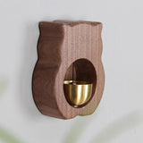 Maxbell Wood Shopkeepers Bell Cat Shape Door Opening Creative Gift for Shop Gate Deep Brown