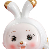 Maxbell Rabbit Piggy Bank Figurine Animal Statue for Bedroom Living Room Decoration White