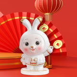 Maxbell Rabbit Piggy Bank Figurine Animal Statue for Bedroom Living Room Decoration White