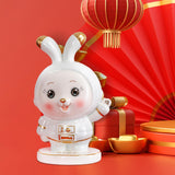 Maxbell Rabbit Piggy Bank Figurine Animal Statue for Bedroom Living Room Decoration White