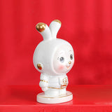 Maxbell Rabbit Piggy Bank Figurine Animal Statue for Bedroom Living Room Decoration White