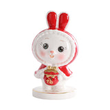 Maxbell Rabbit Piggy Bank Figurine Animal Statue for Bedroom Living Room Decoration Red