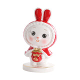 Maxbell Rabbit Piggy Bank Figurine Animal Statue for Bedroom Living Room Decoration Red