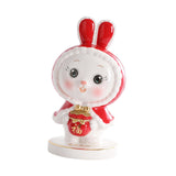 Maxbell Rabbit Piggy Bank Figurine Animal Statue for Bedroom Living Room Decoration Red