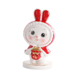 Maxbell Rabbit Piggy Bank Figurine Animal Statue for Bedroom Living Room Decoration Red