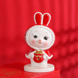 Maxbell Rabbit Piggy Bank Figurine Animal Statue for Bedroom Living Room Decoration Red