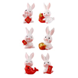 Maxbell Chinese New Year Rabbit Statue Small Bunny Figurine for Table Decoration Fu 2.8cmx3.5cm