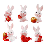 Maxbell Chinese New Year Rabbit Statue Small Bunny Figurine for Table Decoration Fu 2.8cmx3.5cm