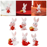 Maxbell Chinese New Year Rabbit Statue Small Bunny Figurine for Table Decoration Fu 2.8cmx3.5cm