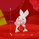 Maxbell Chinese New Year Rabbit Statue Small Bunny Figurine for Table Decoration Fu 2.8cmx3.5cm