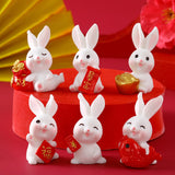 Maxbell Chinese New Year Rabbit Statue Small Bunny Figurine for Table Decoration Fu 2.8cmx3.5cm