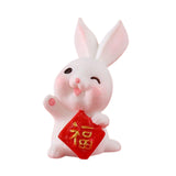 Maxbell Chinese New Year Rabbit Statue Small Bunny Figurine for Table Decoration Fu 2.8cmx3.5cm