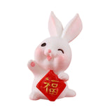 Maxbell Chinese New Year Rabbit Statue Small Bunny Figurine for Table Decoration Fu 2.8cmx3.5cm