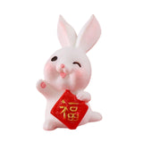 Maxbell Chinese New Year Rabbit Statue Small Bunny Figurine for Table Decoration Fu 2.8cmx3.5cm
