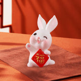 Maxbell Chinese New Year Rabbit Statue Small Bunny Figurine for Table Decoration Fu 2.8cmx3.5cm