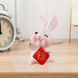 Maxbell Chinese New Year Rabbit Statue Small Bunny Figurine for Table Decoration Fu 2.8cmx3.5cm