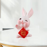 Maxbell Chinese New Year Rabbit Statue Small Bunny Figurine for Table Decoration Fu 2.8cmx3.5cm