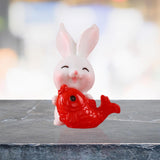 Maxbell Chinese New Year Rabbit Statue Small Bunny Figurine for Table Decoration Fish 2.6cmx3.8cm