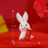 Maxbell Chinese New Year Rabbit Statue Small Bunny Figurine for Table Decoration Rich 2.1cmx4.1cm