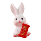 Maxbell Chinese New Year Rabbit Statue Small Bunny Figurine for Table Decoration Rich 2.1cmx4.1cm