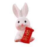 Maxbell Chinese New Year Rabbit Statue Small Bunny Figurine for Table Decoration Rich 2.1cmx4.1cm